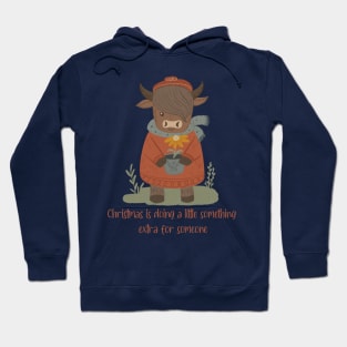 A Highland Cow Holding A Flower Pot, Cozy Art Hoodie